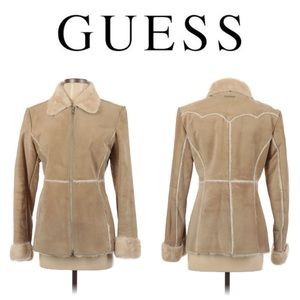 GUESS Genuine Suede Faux Fur Penny Lane Y2K Jacket Women's Size S